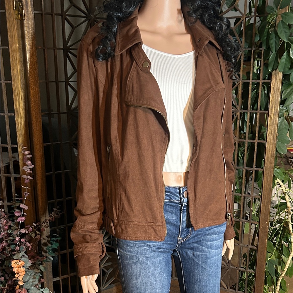 BNCI BLANC NOIR MOTO SUEDE JACKET M